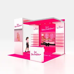 Quality Modular Aluminum SEG 10x10 Expo Easy Setup Advertising Trade Show Display Stand Pink Modular Exhibition Booth