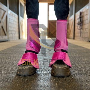 Botas Protectoras para Caballos Oxford Rosas Personalizadas, Protector de Piernas de Color Sólido para Uso Ecuestre al Aire Libre - Product Image 3