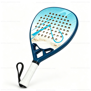 Pala de Tenis de Playa Ligera de Carbono, Logotipo Personalizado Aceptable, Diseño de Superficie Perforada, Empuñadura Blanca Antideslizante, Raqueta de Pádel Profesional - Product Image 2