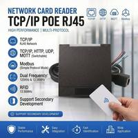 Lector RFID de Red POE con Interfaz RJ45, Soporte SDK Gratuito, Protocolo Modbus TCP/IP, Lector de Tarjetas de Control de Acceso IC de 13.56Mhz y ID de 125kHz