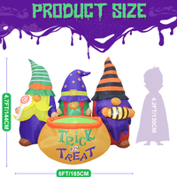 Ensemble de Décorations Gonflables de Gnomes d'Halloween avec Chapeaux Pointus Tricolores pour l'Entrée, Modèle d'Affichage Lumineux pour une Ambiance Festive