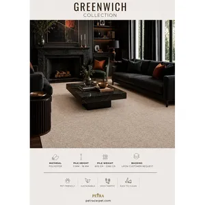 Tapis d'intérieur Petra Greenwich 20055 en polyester beige foncé, à poils de 9-18 mm, adapté aux animaux domestiques, pour zones à fort trafic, chambre et salon - Product Image 3