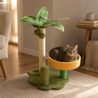 Tour à chat en forme de cocotier avec griffoir en sisal et hamac, 2 niveaux, durable, facile à assembler, pour usage intérieur, mobilier pour animaux de compagnie