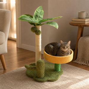 Tour à <span class=keywords><strong>chat</strong></span> en forme de cocotier avec griffoir en sisal et hamac, 2 niveaux, durable, facile à assembler, pour usage intérieur, mobilier pour animaux de compagnie - Product Image 2