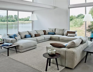 طقم أثاث جديد وعصري عالي الجودة من القماش 10 مقاعد أريكة على شكل حرف U مقطعية مع كرسي - Product Image 2