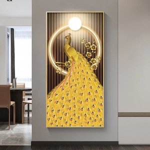 เครื่องลายครามของอัญมณีเซรามิกส์ดวลแบบต้นแบบเสือคริสตัลพอร์ซเลนภาพวาดแขวนในห้องนั่งเล่นพร้อมไฟ LED - Product Image 6