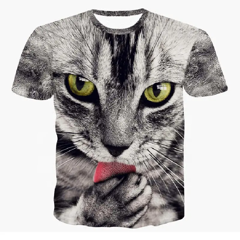 동물 디자인 뜨거운 판매 Tshirt 코튼 미친 셔츠 채택 고양이 Tshirt 사용자 정의 Tshirt 인쇄 모든 인쇄