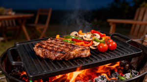 Plancha de <span class=keywords><strong>Hierro</strong></span> Fundido Precurada Antiadherente para Exteriores, Reversible, para Barbacoa, Parrilla de <span class=keywords><strong>Hierro</strong></span> Fundido Precurada para Camping - Product Image 6