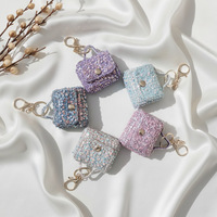 Mini sac à main à sequins avec porte-clés, petit porte-monnaie scintillant, breloque de sac, pochette de rangement portable pour écouteurs avec mousqueton