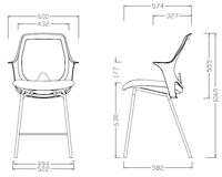 Chaise de bureau moderne en maille respirante avec accoudoirs fixes, repose-pieds croisé, base en acier blanc thermolaqué et soutien lombaire intégré