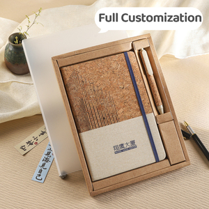 Eco-friendly Deluxe Cloth Linen Cork Hardcover Note <strong>Book</strong> Journal With Sleeve Notebook Gift <strong>Set</strong> With Box And Paper Pen Keychain