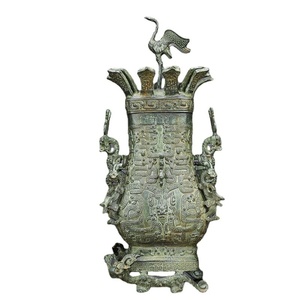 Olla Cuadrada de Bronce con Diseño de Loto y Grulla de los Estados Combatientes, Estilo Primavera y Otoño, Adorno Artesanal de Bronce Antiguo, Colección de Museo, Regalo - Product Image 5