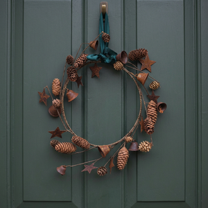 Rustic Handmade <b>Pinecone</b> Wreath Round Natural Wood Christmas Decorative Flowers Unlit Single-piece Package - Product Image 2