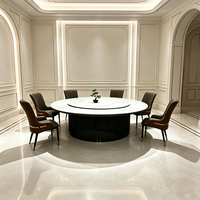 Table à manger électrique rotative et extensible en acier et dalle de roche, style chinois moderne, pour la maison, la villa, le club, l'hôtel