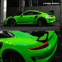 Vinyl Wrap Mobil PVC Hijau Candy Apple Viper Green High Glossy Self Adhesive untuk Bodi dengan Lapisan PET, Warna Berubah, Anti Gores