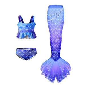 Traje de Baño de Sirena de Tres Piezas Personalizado para Niñas, con Estampado Moderno - Product Image 2