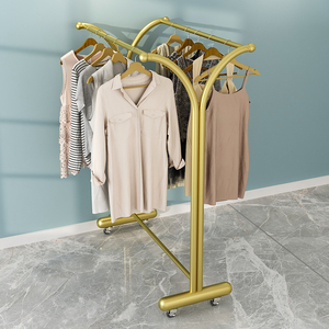 ราวแขวนเสื้อผ้าแบบสองด้าน รุ่น Modern Eco-Friendly Mr19 ขายตรงจากโรงงาน ถอดประกอบได้ พร้อมล้อ สำหรับร้านขายเสื้อผ้า - Product Image 1