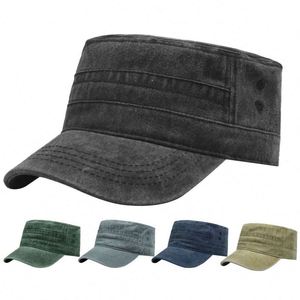 Gorra de Capitán Impermeable de Lona Lavada de 5 Paneles con Bordado a Mano y Estampado en Relieve, Hebilla Metálica Ajustable para Unisex - Product Image 1