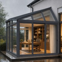 Véranda en aluminium, bureau à domicile, pièce en verre, chauffage au sol électrique, résistant à la pluie, taille personnalisée, revêtement en poudre, design inspiré de la nature