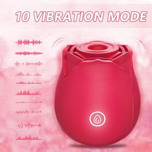 Juguete Sexual en Forma <span class=keywords><strong>de</strong></span> Rosa para Mujeres, Vibrador con Succión, Estimulador <span class=keywords><strong>de</strong></span> Clítoris y Pezones, 10 Modos <span class=keywords><strong>de</strong></span> Succión, Estimulador <span class=keywords><strong>de</strong></span> Punto G, Silicona, Recargable por USB - Product Image 1