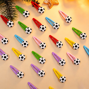 Fermagli per capelli in metallo a forma di pallone da <span class=keywords><strong>calcio</strong></span> per ragazze, fermagli colorati a forma di goccia d'acqua, accessori sportivi eleganti per bambini e neonati, per il giorno della partita - Product Image 2