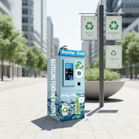 Distributeur automatique inversé multi-aliments 2026 pour verre/bouteilles/canettes avec tri IA, compression automatique, code QR, écran tactile 49 pouces, basé sur le cloud, haute performance