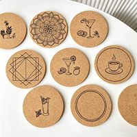 Sous-verre rond en liège naturel, tapis de tasse personnalisé imprimé, résistant à la chaleur, absorbant et antidérapant pour la maison, la cuisine, le bar, le vin, le café, la décoration
