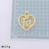 Pendentifs et breloques Kadi en laiton plaqué or 18 carats avec zircon, motif cœur, soleil et lettre FE, pour la fabrication de bijoux pour femmes