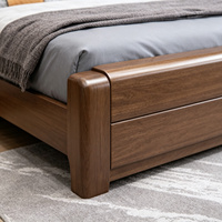 Lit en bois massif de style chinois avec tête de lit capitonnée à double section