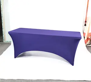Toalha de mesa retangular de poliéster para banquetes de casamento, toalha de mesa de spandex roxa de 6 pés