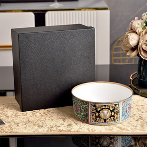 Luxury Baroque Floral Porcelain Bowl <b>Large</b> Gold Trim Ceramic Serving Bowl for Home Dinner Party Decor With <b>Gift</b> <b>Box</b> - Product Image 1