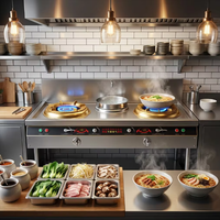 Cuisinière professionnelle en acier inoxydable à gaz naturel avec brûleur wok et double zone de contrôle pour restaurant chinois