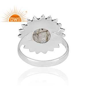 Anillo de Piedra Preciosa de Rutilo Dorado Redondo con Engaste de Bisel, Anillo Étnico de Plata de Ley 925 para Hombre, Fabricante de Joyería, Colección Clásica - Product Image 4