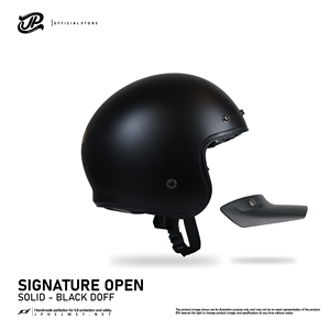 Casco Retro de Media Cara JP Signature, con un Elegante Acabado Negro Mate para una Protección de Estilo Vintage. - Product Image 4
