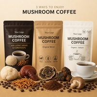 Mélange de poudre de café instantané aux champignons Lion's Mane, Reishi, Chaga, extrait de Cordyceps, fabrication OEM, marque privée, fournisseur d'usine