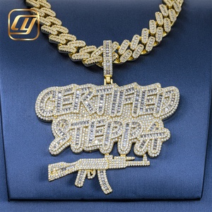 Pendentif Lettre CHOYUE Hip Hop Iced Out en Or Véritable 10K 14K avec Diamant de Laboratoire, Bijoux Hip Hop Tendance Buss Down - Product Image 1