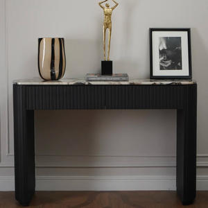 Table <span class=keywords><strong>console</strong></span> haut de gamme en marbre pour entrée et salon, design à rainures verticales, armoire de rangement - Product Image 2