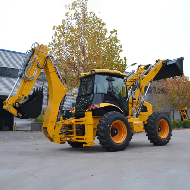 Penjualan terlaris backhoe loader 2.5Ton Backhoe roda mesin pemuat 4x4 traktor Backhoe loader