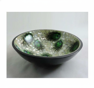 Bol décoratif en nacre à motif plume de paon, bol de service, corbeille à fruits, centre de table pour table à manger, table basse, décoration intérieure - Product Image 6