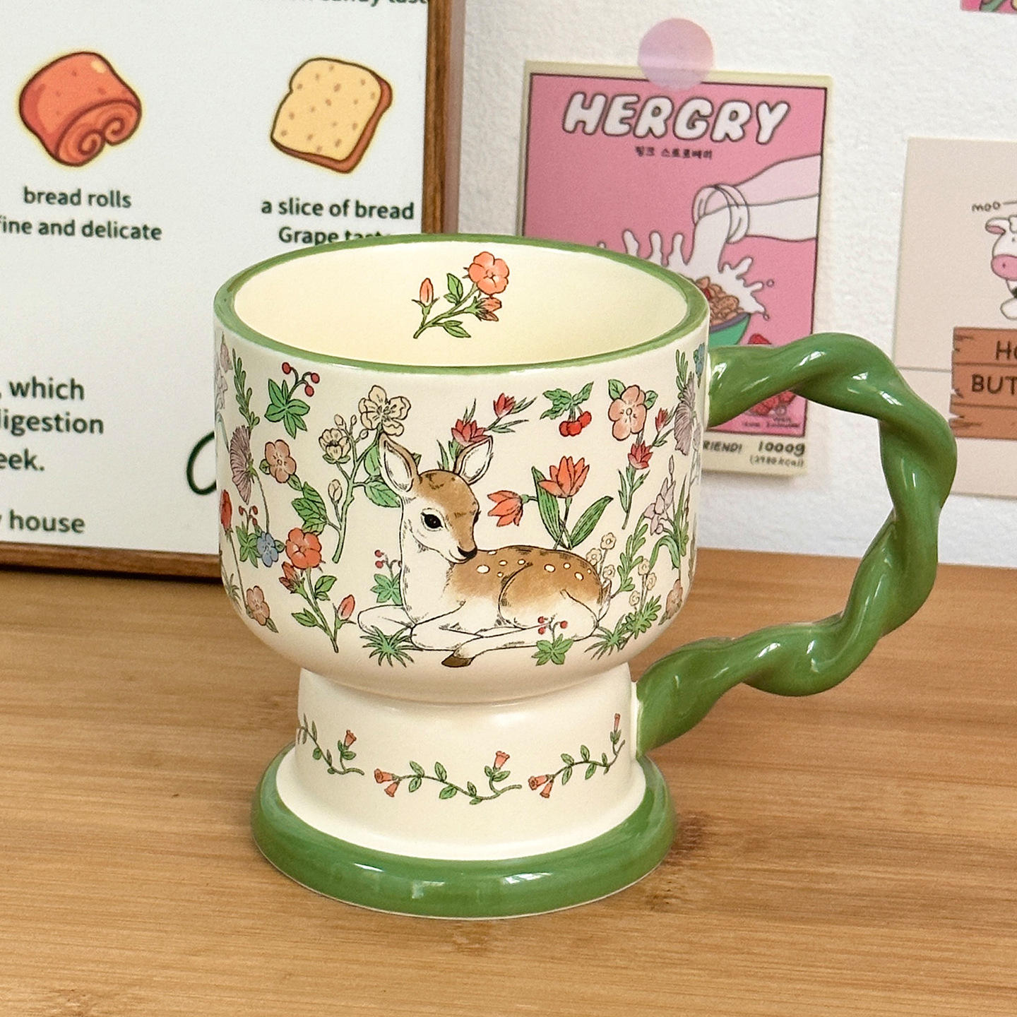 [Single Cup] Stewed Glass - Forest Deer