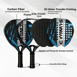 Raqueta de Pádel de Fibra de Carbono Completa 3K, Mango Antideslizante de Carbono Puro, Nylon Ecológico, para Tenis y Playa, Logotipo Personalizado OEM - Product Image 5