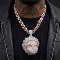 Colgante de Moissanita Iced Out de Moda: Joyería de Retrato de Dibujos Animados con Pavé Completo para Hombre, Regalo de Streetwear