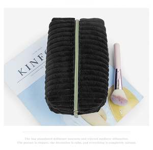Sac de toilette de haute qualité pour femmes, sac de beauté de voyage, trousse de maquillage en peluche avec fermeture éclair, pochette de rangement, sacs de cosmétiques en velours côtelé - Product Image 5
