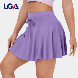 褶裥网球鞋，带口袋女性高腰紫色高尔夫裙2合1女式运动跑步网球服 - Product Image 2