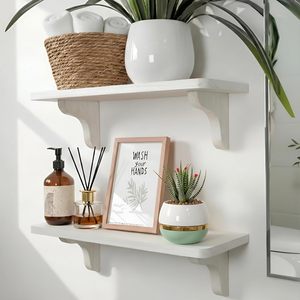 Étagère murale double niveau robuste en bois massif détachable pour salon, salle de bain et cuisine (stockage alimentaire et épices) - Product Image 4