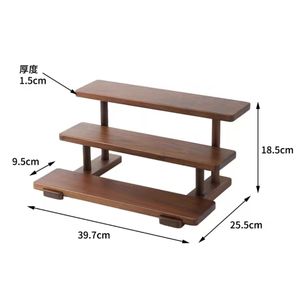 رف تخزين ثلاثي الطبقات قابل للطي من خشب الجوز الأسود الأمريكي الشمالي، حامل عطور ومنظم منزلي ورف تخزين للتوابل على سطح الطاولة - Product Image 5