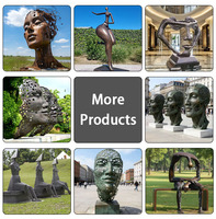 Grande sculpture de jardin en bronze coulé, statue abstraite moderne en métal pour paysage, sculpture 3D extérieure pour parc