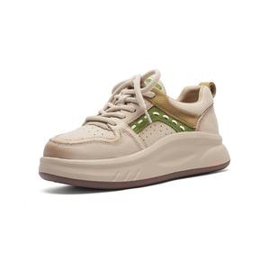 Zapatillas deportivas blancas casuales ligeras con plataforma y punta redonda de estilo retro, modernas y a la moda, adecuadas para todas las ocasiones, zapatos de mujer - Product Image 1