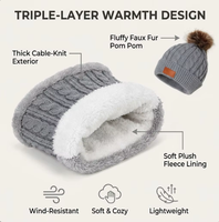 Ensemble de chapeaux d'hiver pour enfants de qualité supérieure, trois pièces, en tricot doux, thermique, pour tout-petits, ski, camping, activités de plein air par temps froid, 100%