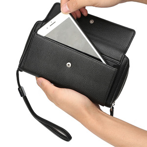 Baellerry <b>Men's</b> <b>Wallet</b> Large Capacity Clutch Bag With Lychee Texture Multiple Card Slots PU Leather Handbag <b>For</b> Everyday Use - Product Image 2